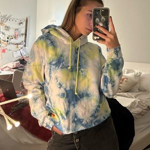 Aviator Nation Yellow Tie Dye Crop Hoodie